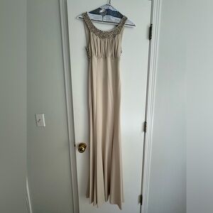Beige floor length backless dress